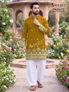 Sangeet Prince Rayon Crush Embroidery Short Mens Kurta